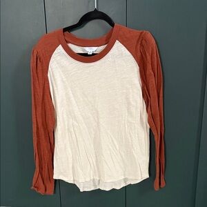 Time and Tru Cream and Brown Long Sleeve Tee